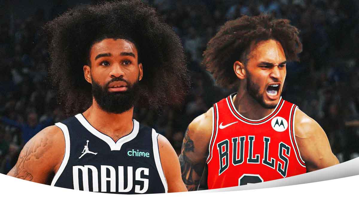 Coby White in Mavs uniform, Dereck Lively II in Bulls uniform
