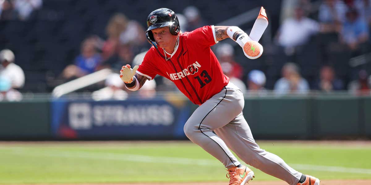 American League outfielder Max Clark (13) of the Detroit Tigers runs for the base during the first inning against National League at Truist Park.