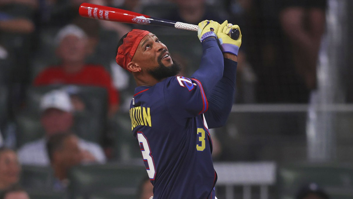 Minnesota Twins outfielder Byron Buxton (25) during the 2025 Home Run Derby at Truist Park.
