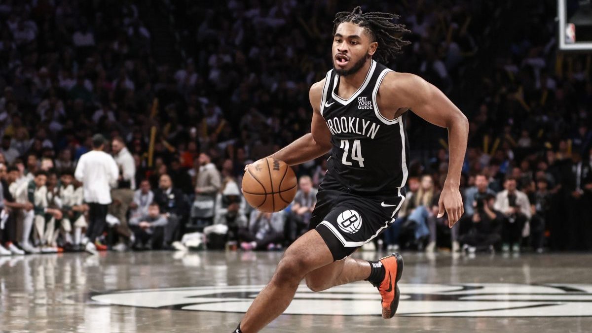 Oct 27, 2024; Brooklyn, New York, USA; Brooklyn Nets guard Cam Thomas (24) drives to the basket in the third quarter against the Milwaukee Bucks at Barclays Center. Mandatory Credit: Wendell Cruz-Imagn Images