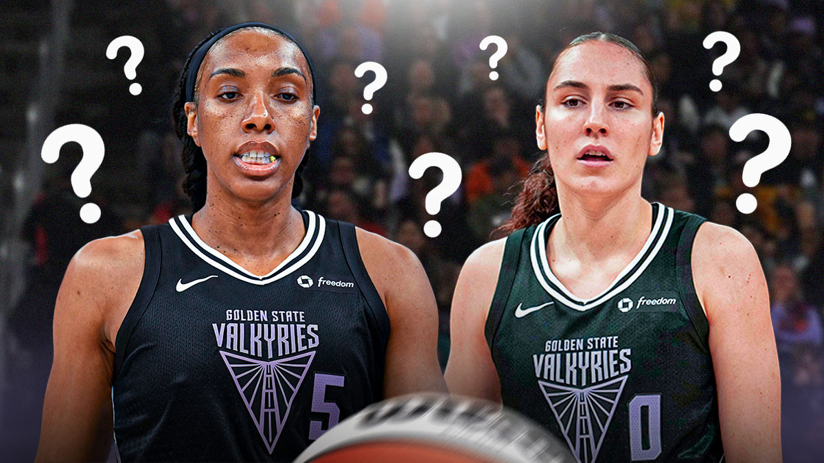Carla Leite and Kayla Thornton with big question marks around them.