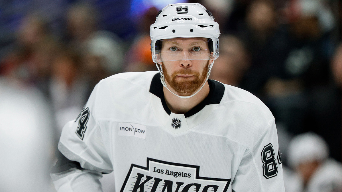 Los Angeles Kings defenseman Vladislav Gavrikov (84) in the third period against the Colorado Avalanche at Ball Arena.