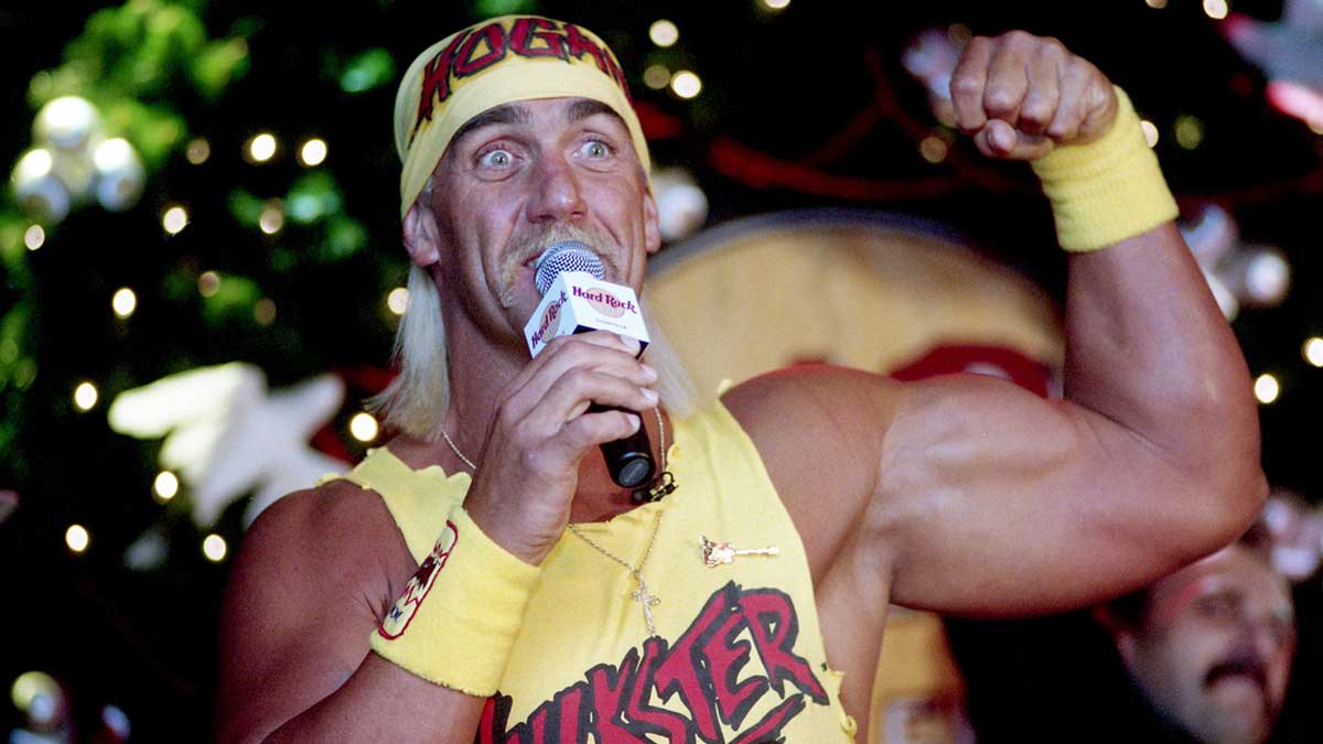 Hulk Hogan talks up the Hulkamania on Dec. 6, 1994, at the Hard Rock Café in Nashville during a press conference promoting the Dec. 27’s Starcade ’94, a pay-per-view wrestling bonanza at Municipal Auditorium. Hogan will battle archrival Butcher in the main event.