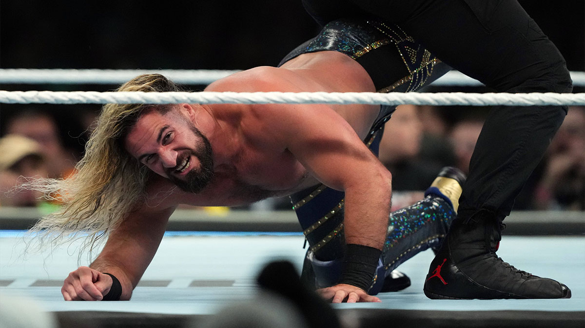 WWE star Seth Rollins, who suffered an injury at Saturday Night's Main Event.