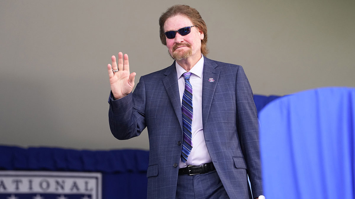 Hall of Famer Wade Boggs is introduced during the Baseball Hall of Fame Induction Ceremony at the Clark Sports Center.