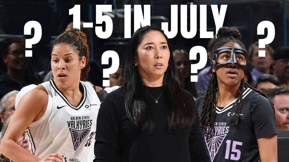 golden state valkyries head coach natalie nakase with question marks