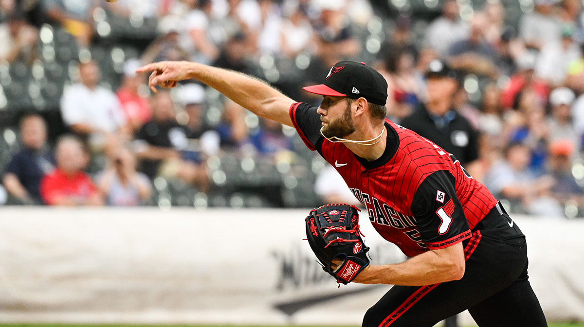 Chicago White Sox pitcher Adrian Houser (57) delivers during the first inning against the Chicago Cubs at Rate Field.