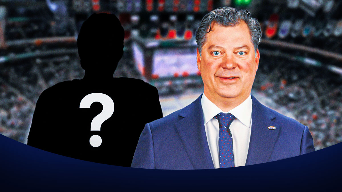 Bill Guerin (Wild GM) with a mystery player and question marks around them.
