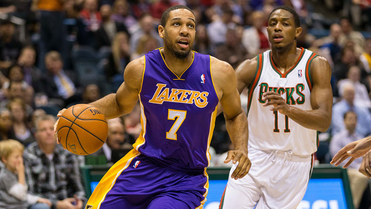 Los Angeles Lakers forward Xavier Henry (7) during the game against the Milwaukee Bucks at BMO Harris Bradley Center. Milwaukee won 108-105.