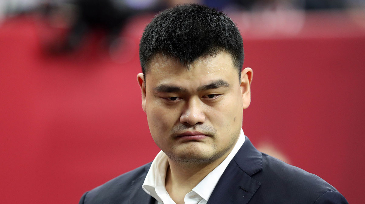 NBA former player Yao Ming in attendance before Super Bowl LI between the Atlanta Falcons and the New England Patriots at NRG Stadium.