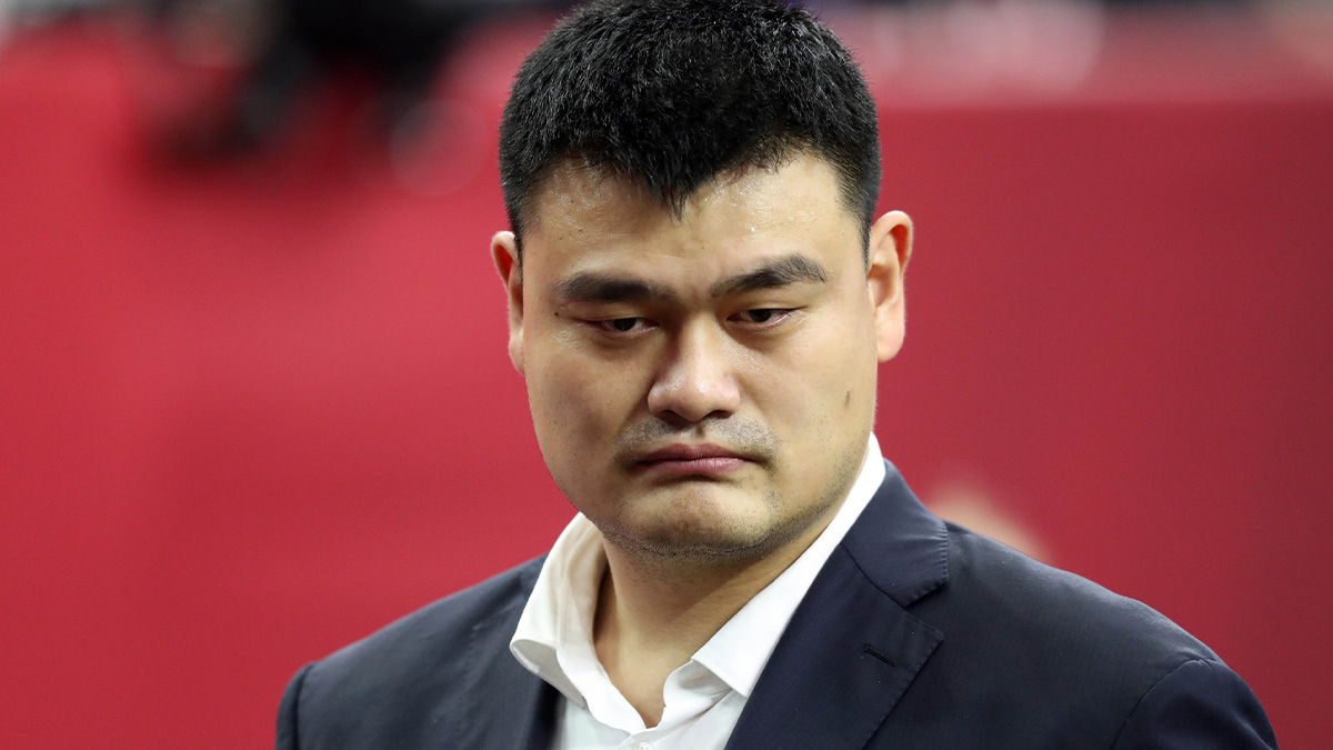 Feb 5, 2017; Houston, TX, USA; NBA former player Yao Ming in attendance before Super Bowl LI between the Atlanta Falcons and the New England Patriots at NRG Stadium.