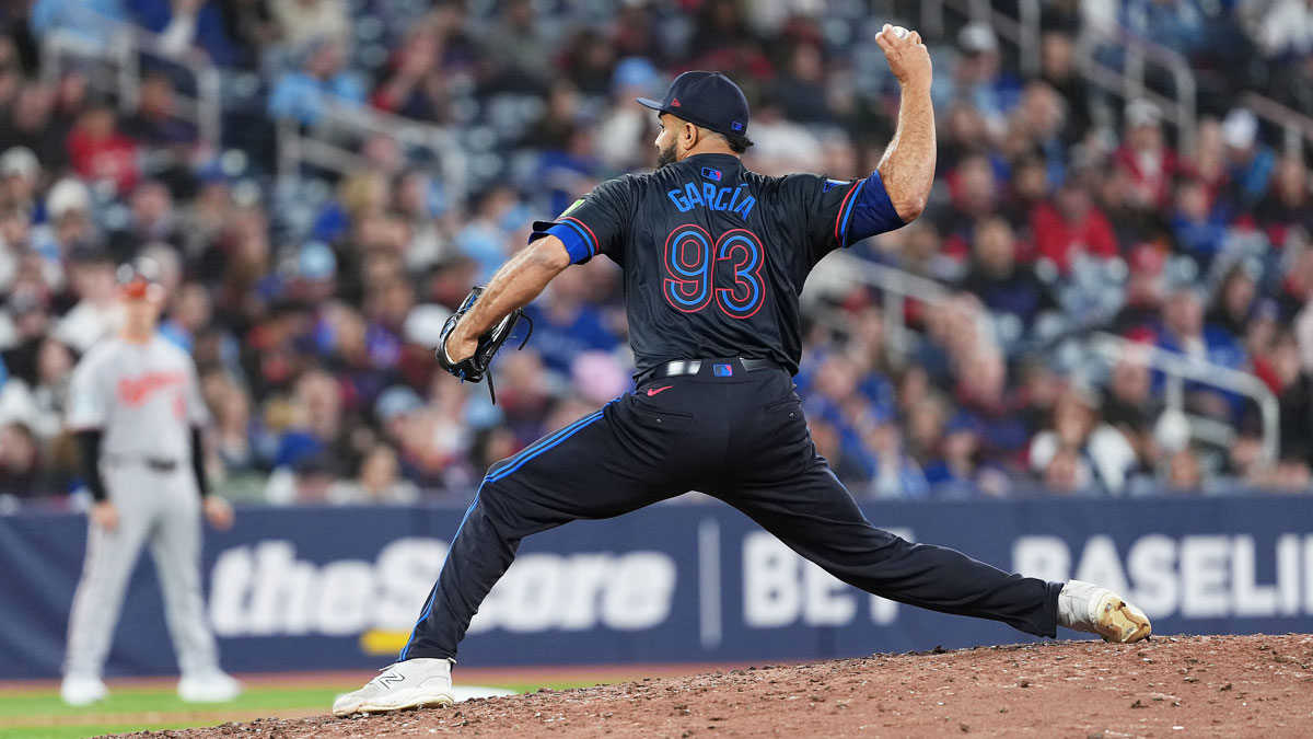 Toronto Blue Jays relief pitcher Yimi Garcia (93) throws a pitch against the Baltimore Orioles during the sixth inning at Rogers Centre.