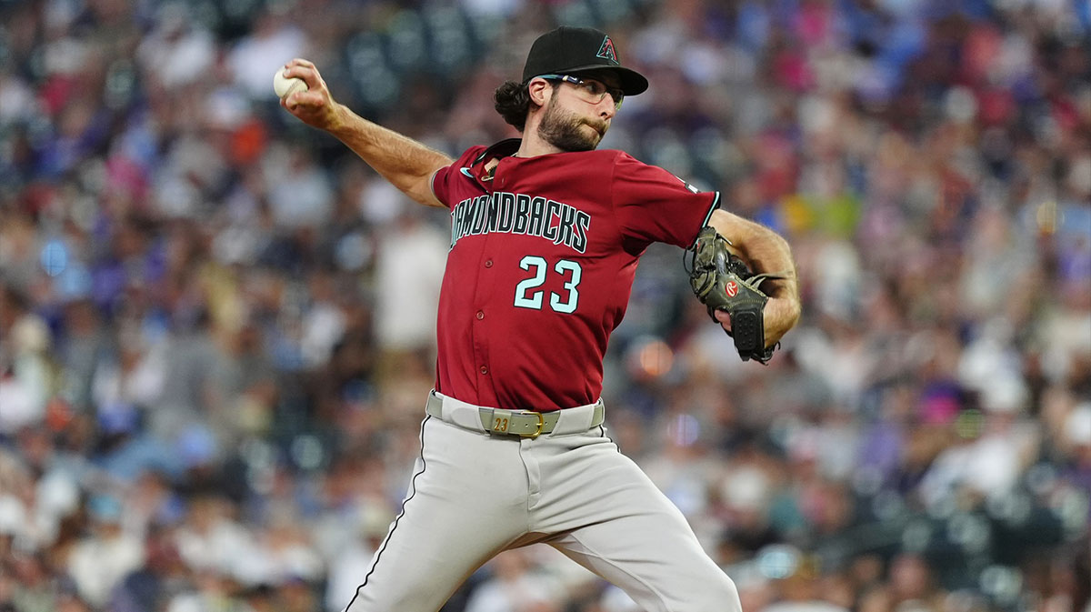 Arizona Diamondbacks starting pitcher Zac Gallen (23) delivers a pitch in the fifth inning against the Colorado Rockies at Coors Field.