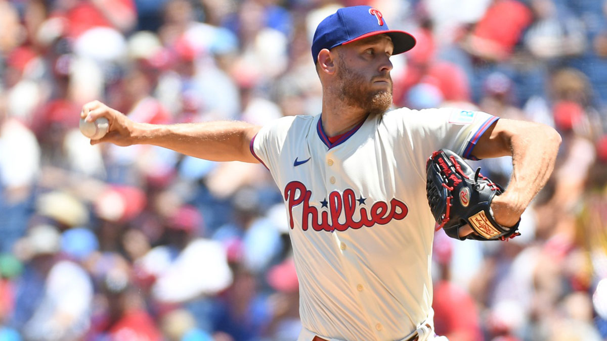 Philadelphia Phillies pitcher Zack Wheeler (45) throws a pitch during the first inning against the Cincinnati Reds at Citizens Bank Park.
