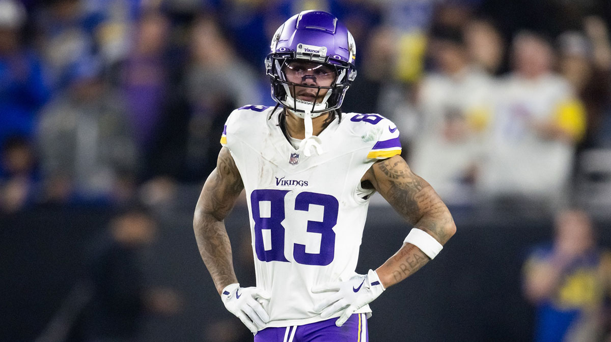 Minnesota Vikings wide receiver Jalen Nailor (83) against the Los Angeles Rams during an NFC wild card game at State Farm Stadium.