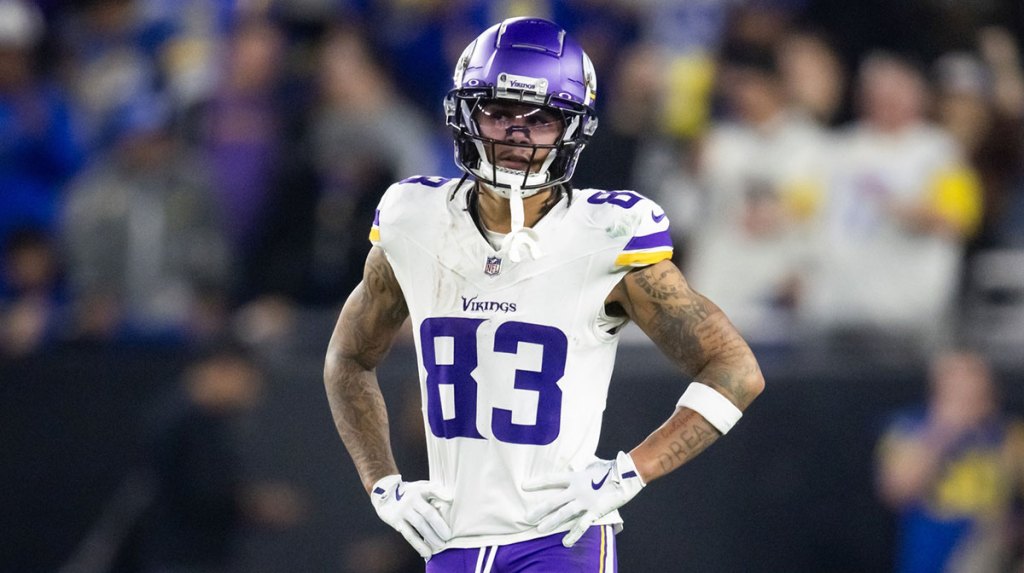 Minnesota Vikings wide receiver Jalen Nailor (83) against the Los Angeles Rams during an NFC wild card game at State Farm Stadium.