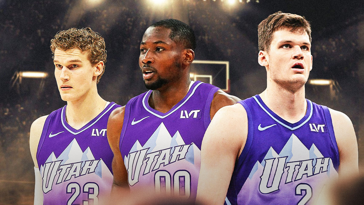 Jazz's Lauri Markkanen, Walker Kessler, with Jonathan Kuminga in the middle in Jazz uniform