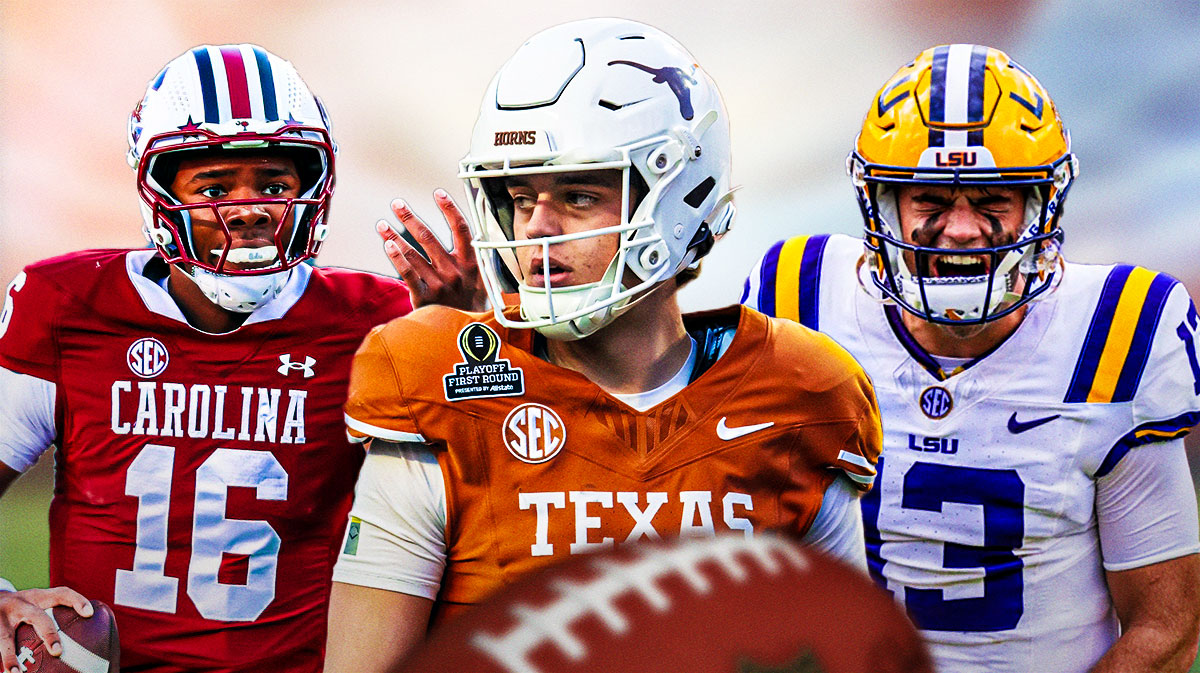 Arch Manning in the center, LaNorris Sellers and Garett Nussmeier on the outsides, SEC football power rankings