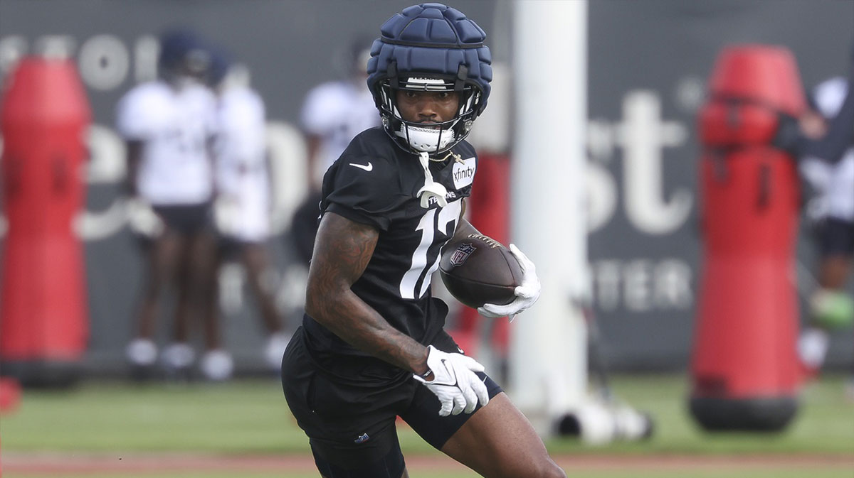 Houston Texans wide receiver Nico Collins (12) during training camp at Houston Methodist Training Center.