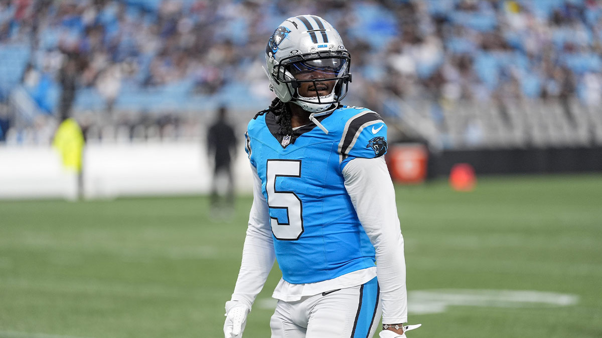 Carolina Panthers running back Rico Dowdle (5) during Fanfest at Bank of America Stadium.