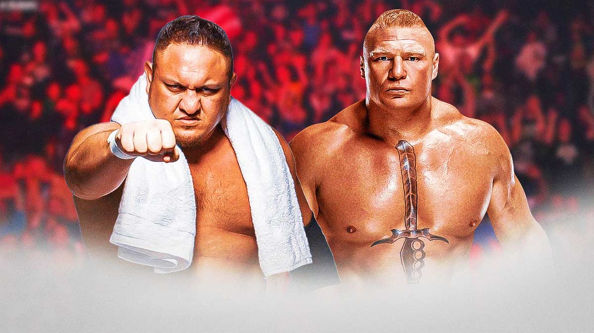 AEW wrestler Samoa Joe and WWE star Brock Lesnar, who made his return after two years.