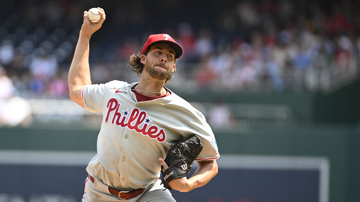 Philadelphia Phillies starting pitcher Aaron Nola (27) throws to the Washington Nationals during the first inning at Nationals Park.