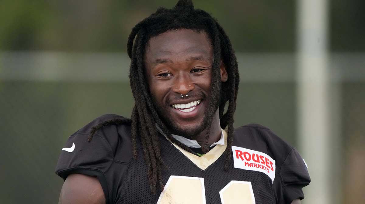 New Orleans Saints running back Alvin Kamara (41) during a joint practice Los Angeles Rams at the Dignity Health Sports Park.