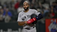 New York Yankees right fielder Amed Rosario (14) during the game between the Texas Rangers and the New York Yankees at Globe Life Field.
