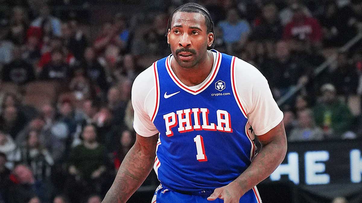 Philadelphia 76ers center Andre Drummond (1) controls the ball against the Toronto Raptors during the first quarter at Scotiabank Arena.