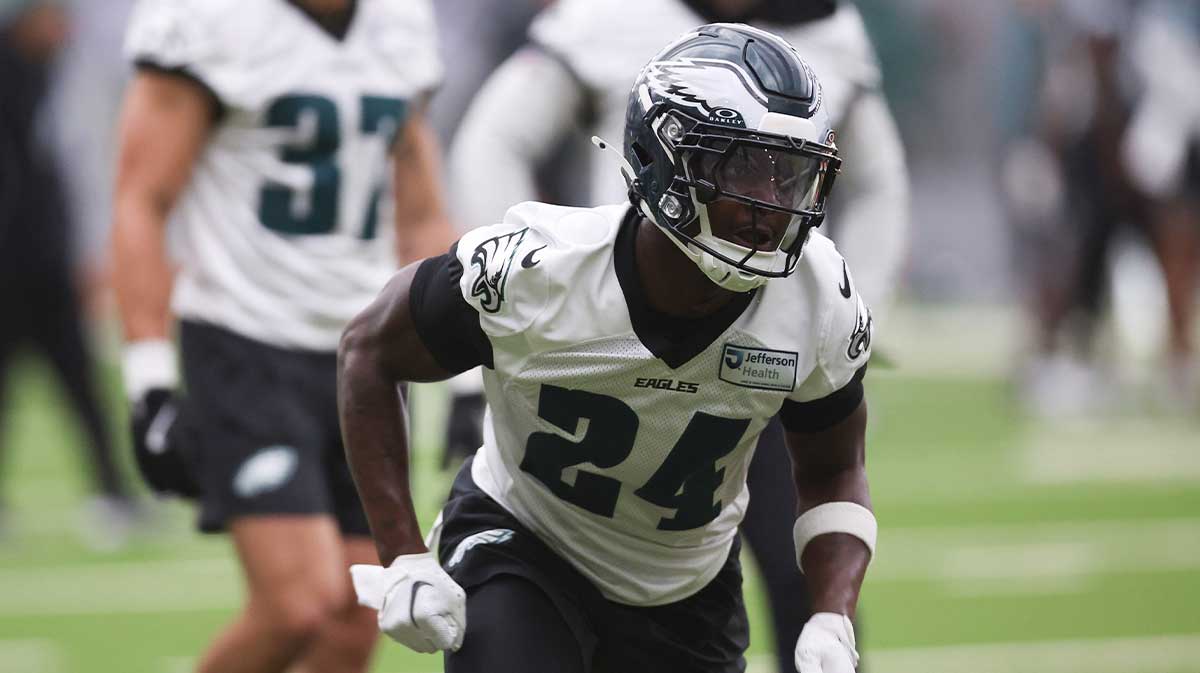Philadelphia Eagles safety Andrew Mukuba (24) during OTAs at NovaCare Complex. 