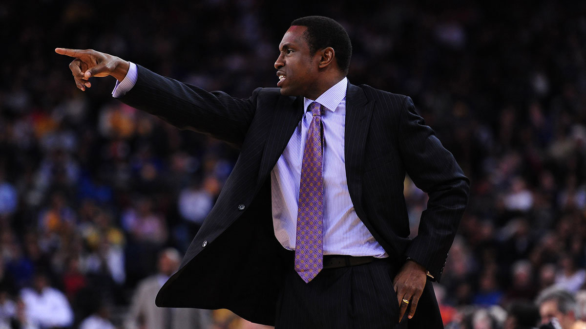 New Jersey Nets head coach Avery Johnson instructs his team during the second quarter against the Golden State Warriors at ORACLE Arena.