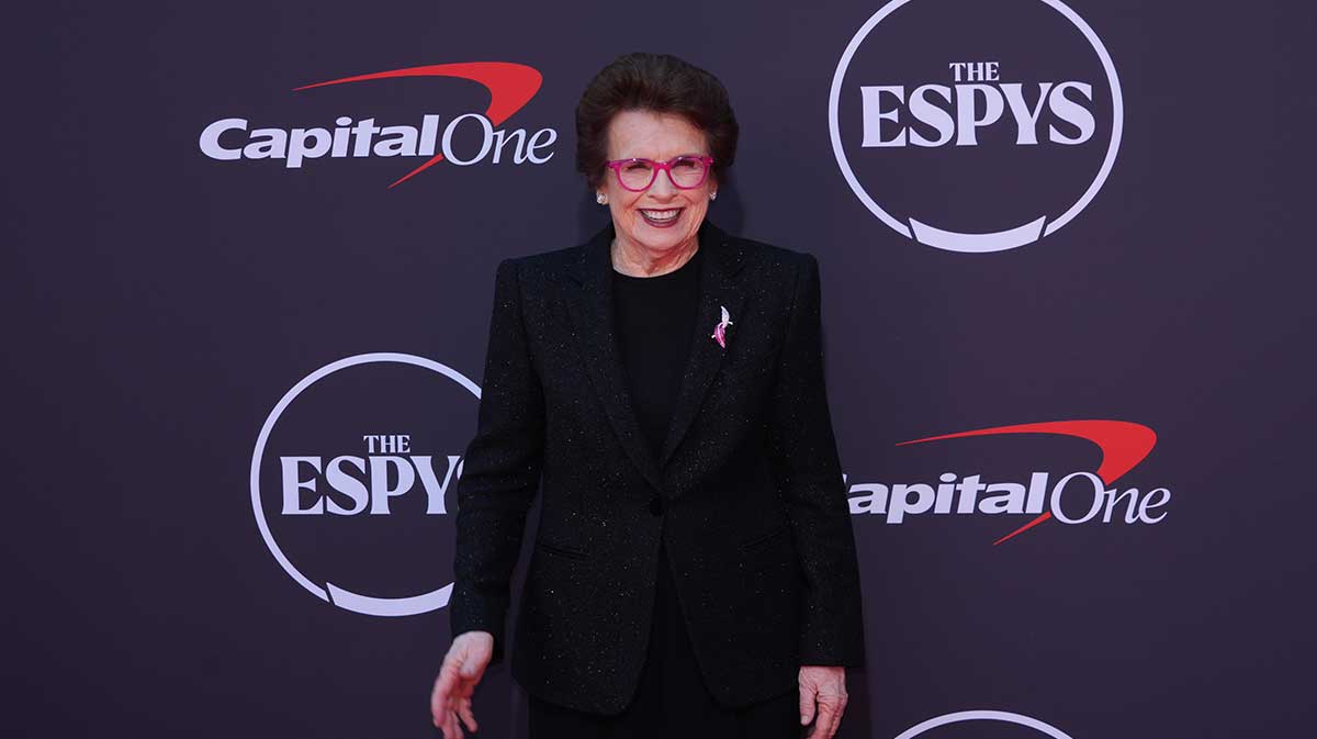Billie Jean King on the red carpet before the ESPYS at The Dolby Theatre.