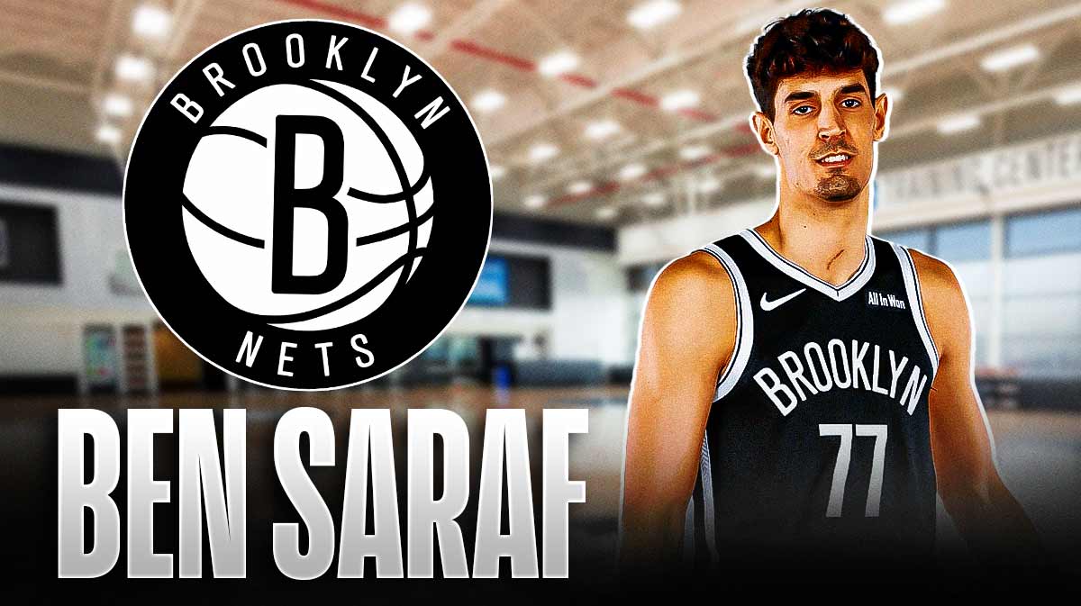 Ben Saraf in a No. 77 Nets uniform