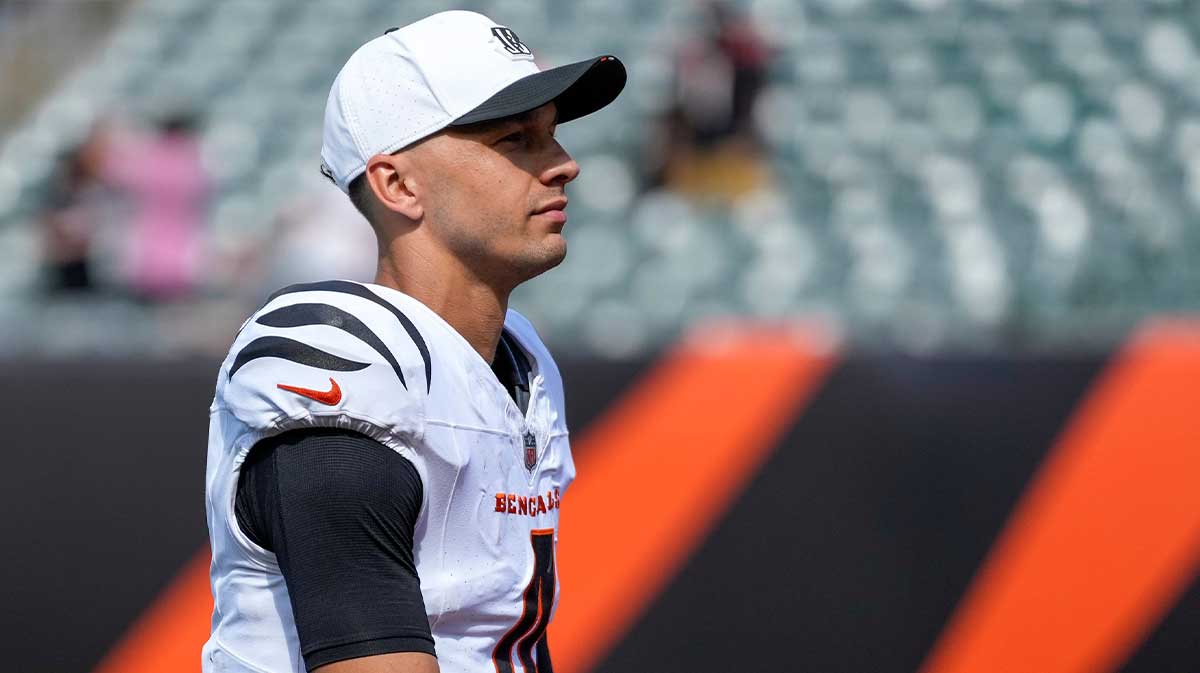 Cincinnati Bengals quarterback Desmond Ridder (4) walks for the locker room after the fourth quarter of the NFL Preseason Week 3 game between the Cincinnati Bengals and the Indianapolis Colts at Paycor Stadium in Cincinnati on Saturday, Aug. 23, 2025. The Colts won 41-14.