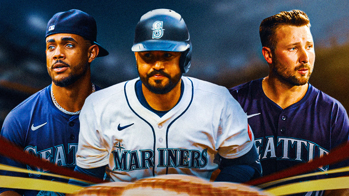 Mariners lineup featuring Eugenio Suarez, Julio Rodriguez, and Cal Raleigh
