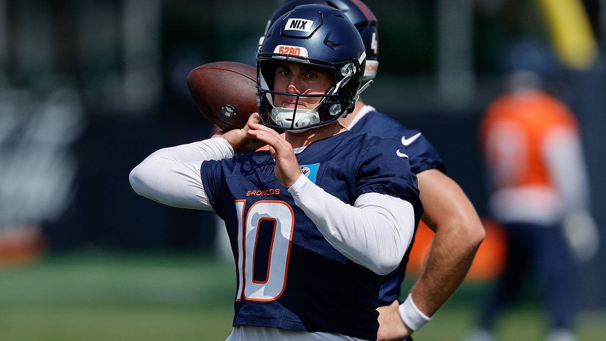 Denver Broncos quarterback Bo Nix (10) during Denver Broncos Training Camp.
