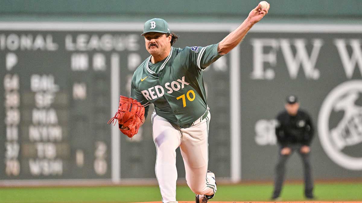Boston Red Sox starting pitcher Payton Tolle (70) pitches against the Pittsburgh Pirates during the first inning at Fenway Park.