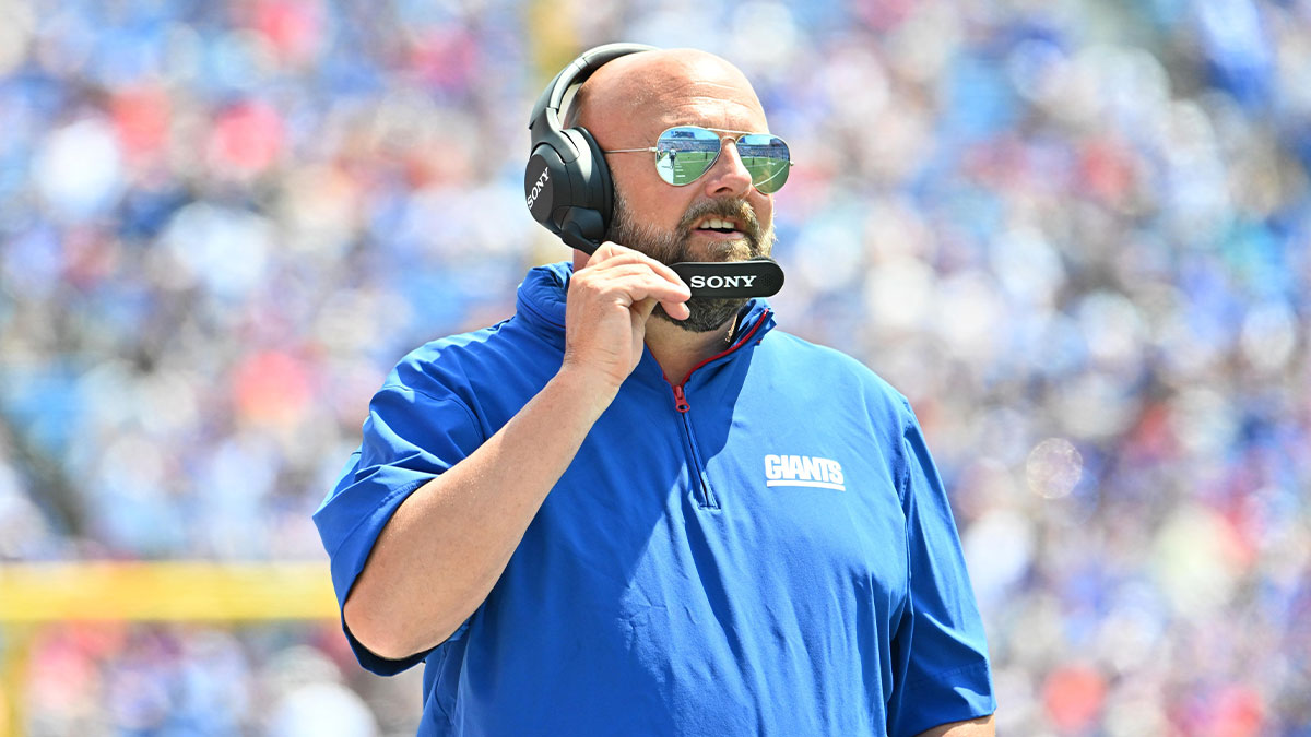 New York Giants head coach Brian Daboll on the sidelines in the second quarter game against the Buffalo Bills at Highmark Stadium.