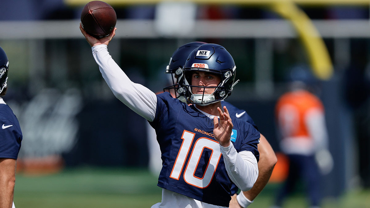 Denver Broncos quarterback Bo Nix (10) during Denver Broncos Training Camp.