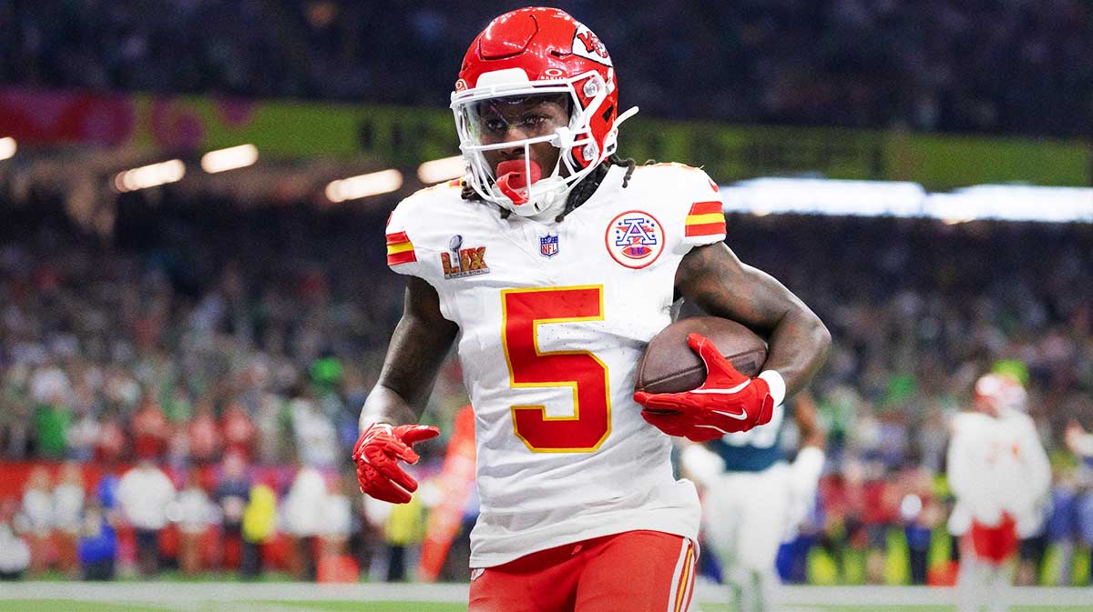 Kansas City Chiefs wide receiver Marquise Brown (5) against the Philadelphia Eagles in Super Bowl LIX at Ceasars Superdome.