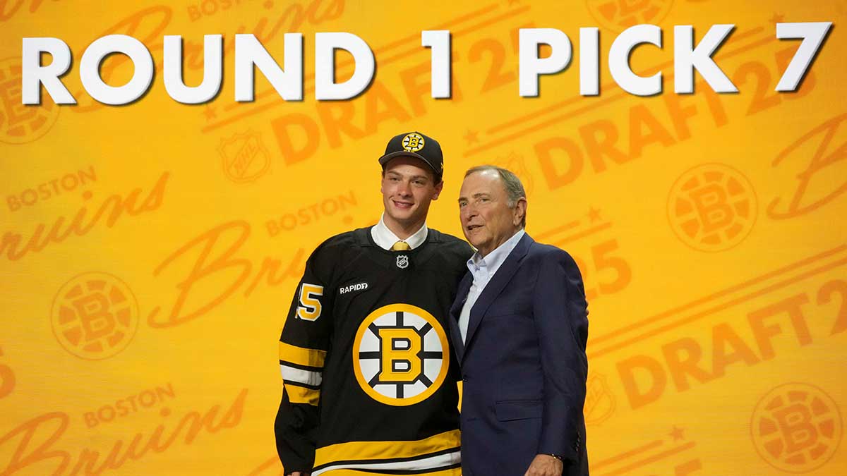 James Hagens is selected as the seventh overall pick to the Boston Bruins in the first round of the 2025 NHL Draft at Peacock Theater. Bruins prospect James Hagens returns to Boston College Eagles for the 2025‑26 season.