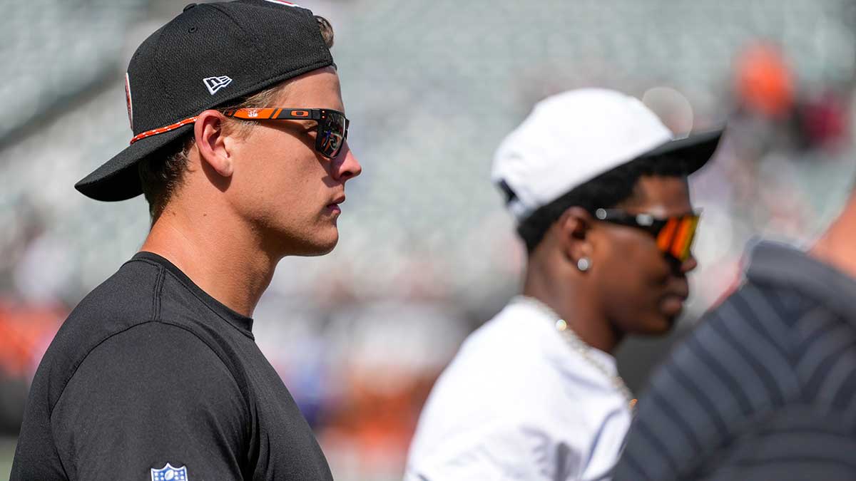 Cincinnati Bengals quarterback Joe Burrow (9) walks for the locker room after the fourth quarter of the NFL Preseason Week 3 game between the Cincinnati Bengals and the Indianapolis Colts at Paycor Stadium in Cincinnati on Saturday, Aug. 23, 2025. The Colts won 41-14.