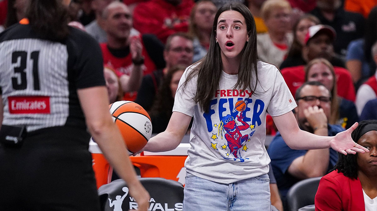 Indiana Fever guard Caitlin Clark, who talked about Taylor Swift's debut on Travis and Jason Kelce's New Heights podcast.