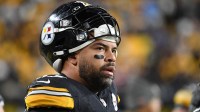Pittsburgh Steelers defensive end Cam Heyward watches the game against the Tennessee Titans during the second quarter at Acrisure Stadium.