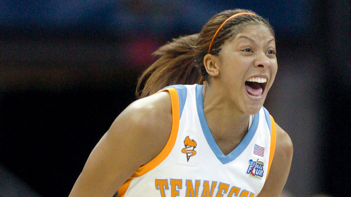 Candace Parker charges off court as the clock counts down to zero marking Tennessee's win against Rutgers for the national championship on Tuesday, April 3, 2007. © Saul Young / USA TODAY NETWORK via Imagn Images