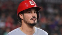 St. Louis Cardinals third base Nolan Arenado (28) looks on in the first inning against the Arizona Diamondbacks at Chase Field.