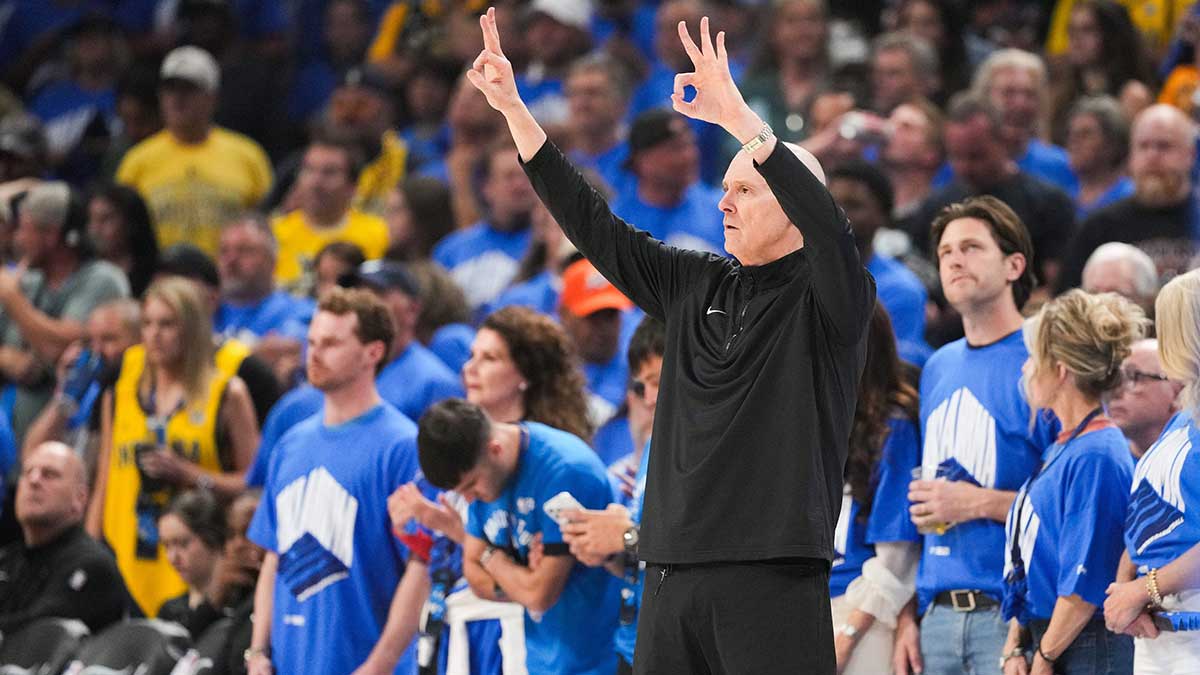 Indiana Pacers head coach Rick Carlisle gestures during the first half of game seven of the 2025 NBA Finals against the Oklahoma City Thunder at Paycom Center.