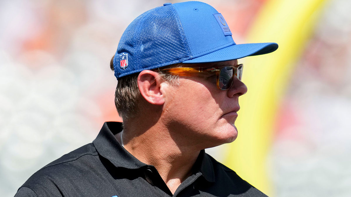 Indianapolis Colts general manager Chris Ballard leaves the field Saturday, Aug. 23, 2025, during a game against the Cincinnati Bengals