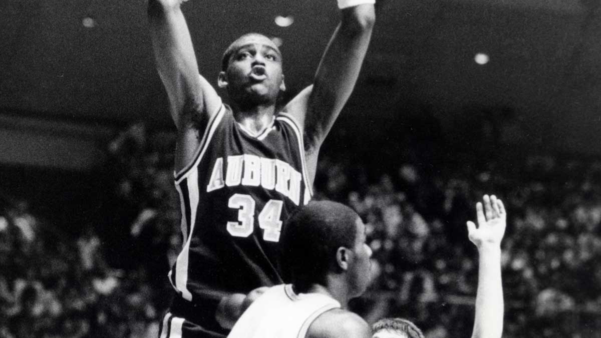 Auburn Tigers forward Chris Morris (34) in action against the Purdue Boilermakers at the Joyce Center during the 1985 NCAA Men's Basketball Tournament.