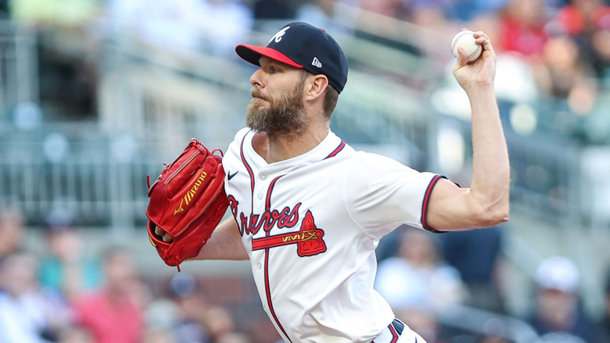 Atlanta Braves pitcher Chris Sale (51) pitches ball against the Cincinnati Reds during the first inning at Truist Park.